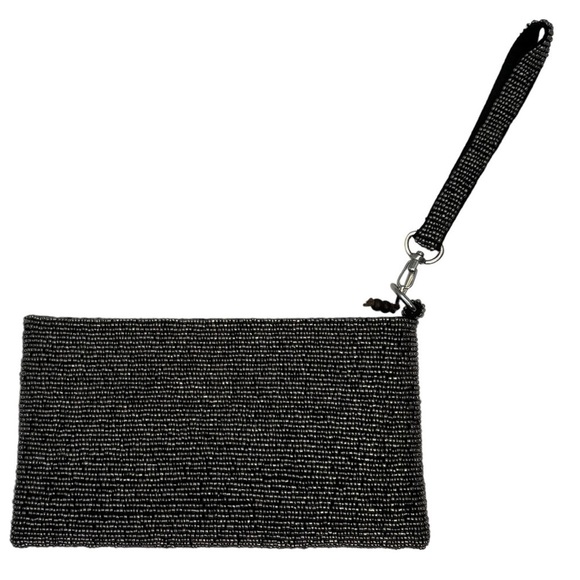 TOMMY BAHAMA BEADED GEOMETRIC ABALONE SHELL TRIM CLUTCH WRISTLET BAG - Picture 2 of 8